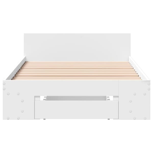 vidaXL Sängynrunko laatikolla valkoinen 90x200 cm tekninen puu