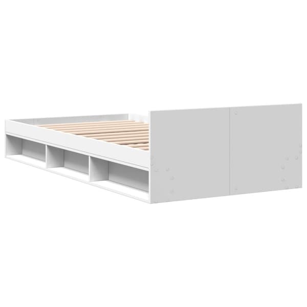vidaXL Sängram med låda vit 90x200 cm konstruerad trä