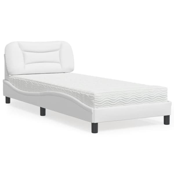 vidaXL seng med madras 90x190 cm kunstlæder hvid