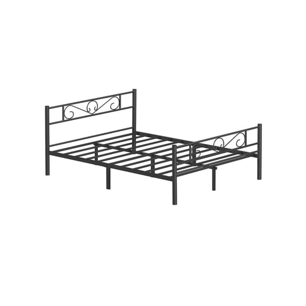 Rootz sort metal sengestel - Pulverlakeret sengeplads - Robust ramme - Nem montering - 207,6 cm x 161,8 cm x 86 cm - 23,5 kg - 400 kg Kapacitet