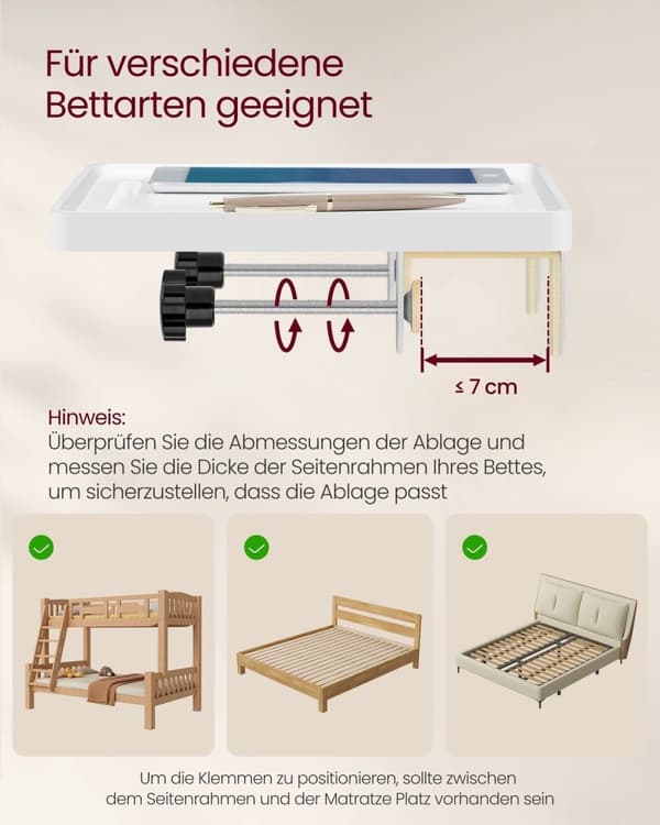 Rootz Bamboo sängbricka - Sängbord - Frukost i sängbricka - Lätt - Miljövänlig - Bärbar - 27 cm x 37,8 cm x 7,9 cm