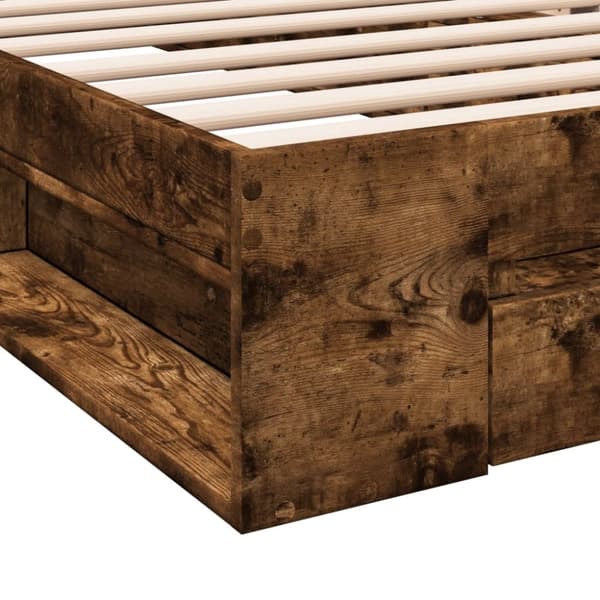 vidaXL Sängram med låda rökfärgad ek 100x200 cm konstruerad trä