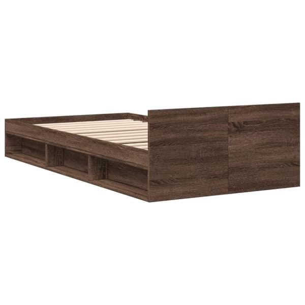 vidaXL Sängynrunko laatikolla ruskea tammi 100x200 cm tekninen puu