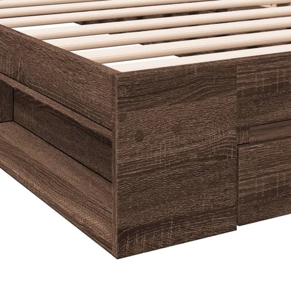 vidaXL Sängynrunko laatikolla ruskea tammi 100x200 cm tekninen puu