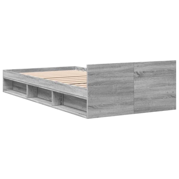 vidaXL Sängynrunko laatikolla harmaa Sonoma 90x200 cm tekninen puu