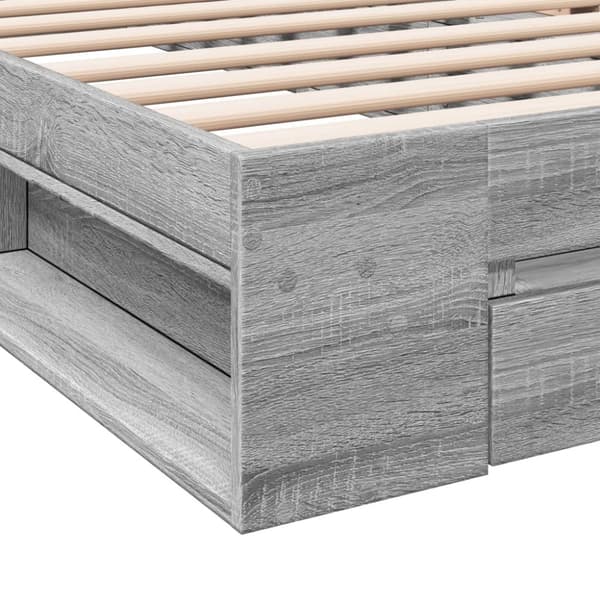 vidaXL Sängynrunko laatikolla harmaa Sonoma 90x200 cm tekninen puu