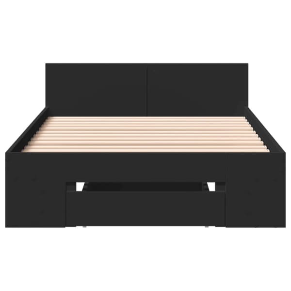 vidaXL Sängynrunko laatikolla musta 90x200 cm täysi puu