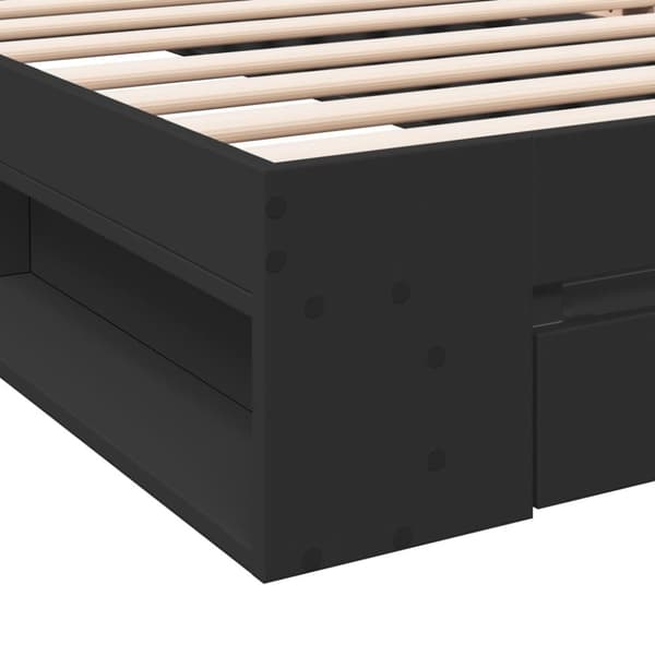vidaXL Sängynrunko laatikolla musta 90x200 cm täysi puu