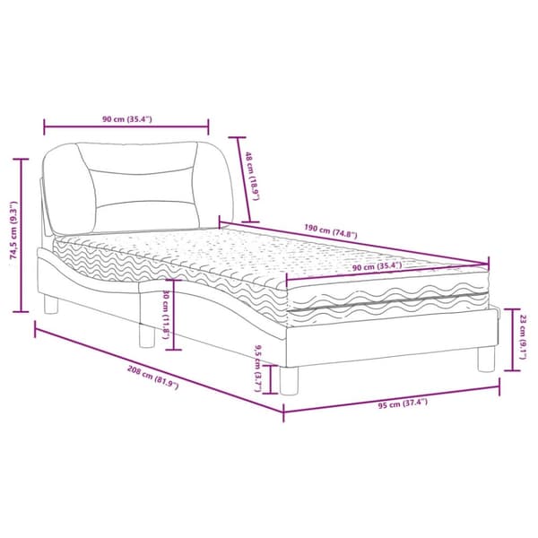 vidaXL seng med madras 90x190 cm kunstlæder grå