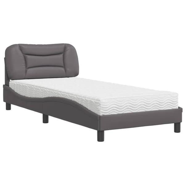 vidaXL seng med madras 90x190 cm kunstlæder grå