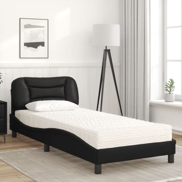 vidaXL seng med madras 80x200 cm kunstlæder sort