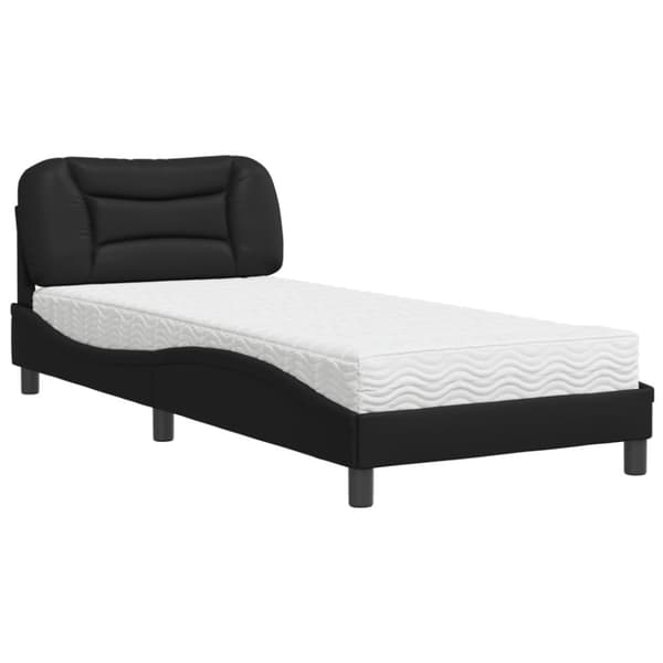 vidaXL seng med madras 80x200 cm kunstlæder sort