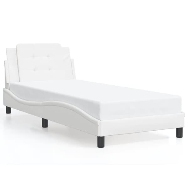 vidaXL sengeramme med LED-lys 90x200 cm kunstlæder hvid