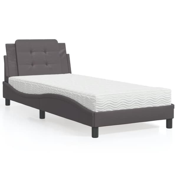 vidaXL Säng med madrass grå 80x200 cm konstläder