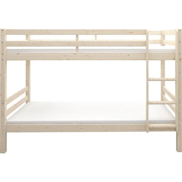 Separerbara våningssängar för barn - 2x90x190 cm - Naturlig massiv furu - Fjäder ingår - ANDO