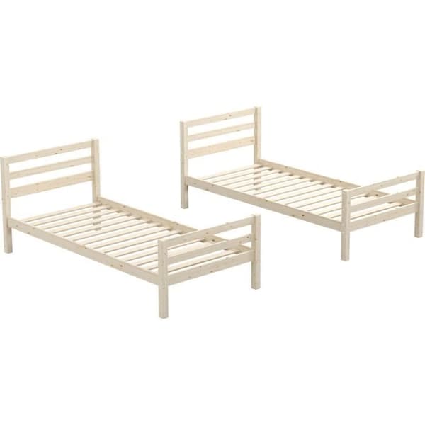 Separerbara våningssängar för barn - 2x90x190 cm - Naturlig massiv furu - Fjäder ingår - ANDO