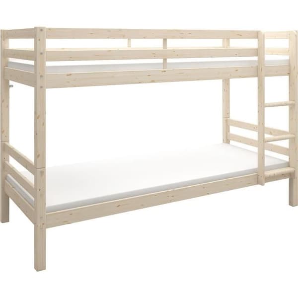 Separerbara våningssängar för barn - 2x90x190 cm - Naturlig massiv furu - Fjäder ingår - ANDO