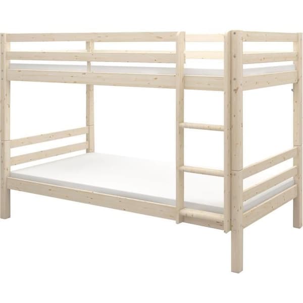 Separerbara våningssängar för barn - 2x90x190 cm - Naturlig massiv furu - Fjäder ingår - ANDO