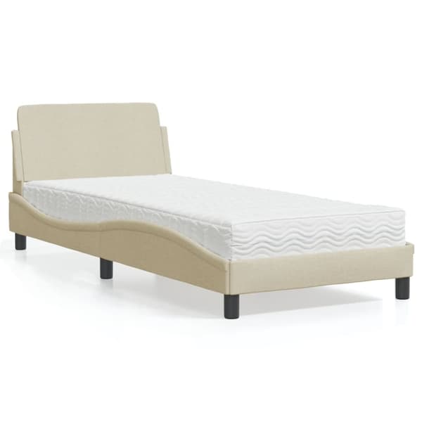 vidaXL seng med madras 80x200 cm stof cremefarvet