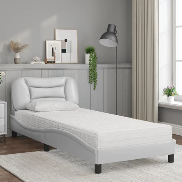 vidaXL seng med madras 80x200 cm kunstlæder hvid