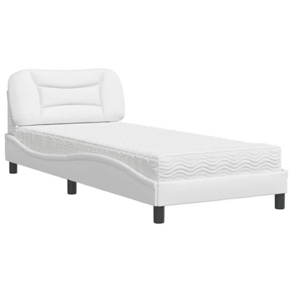 vidaXL seng med madras 80x200 cm kunstlæder hvid