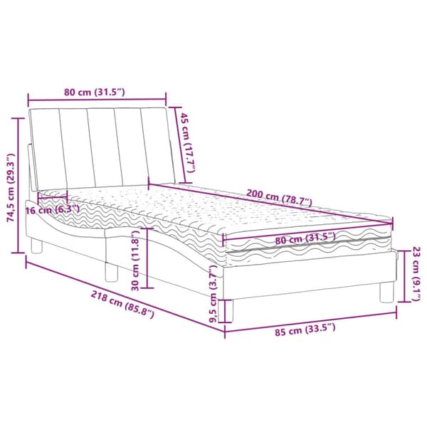 vidaXL seng med madras 80x200 cm velour lyserød