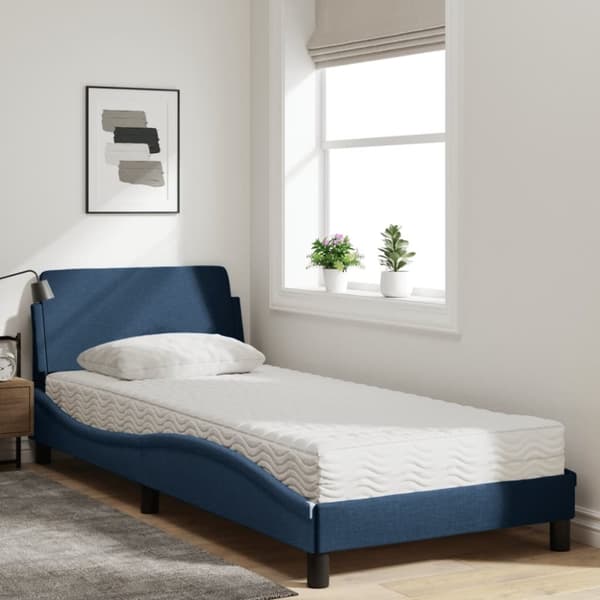 vidaXL seng med madras 80x200 cm stof blå