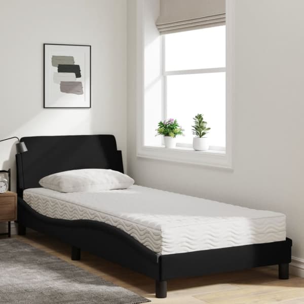 vidaXL Säng med madrass svart 80x200 cm tyg