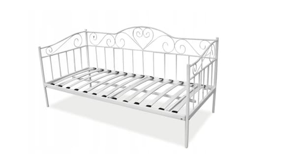 Sängstomme 90x200 cm - metall - med madrass - vit - hjärtan