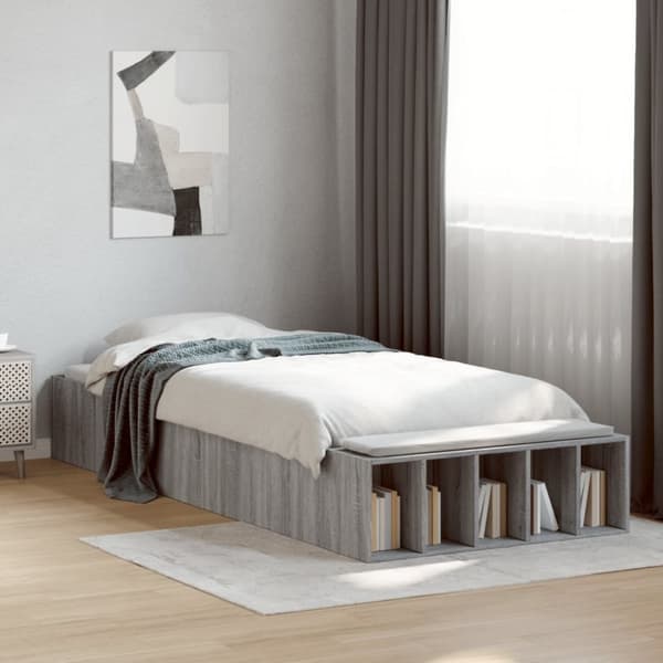 vidaXL Sengeramme grå sonoma 75x190 cm konstruert tre