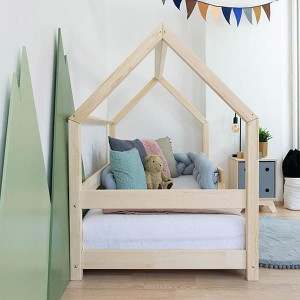 Lit cabane - Benlemi - TERY - 90x160 cm - Massivt trä - Beige - 1 plats