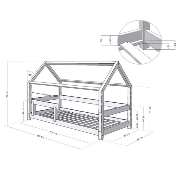 TERY kabinsäng 80x160 cm - BENLEMI - Massivt trä - Barn