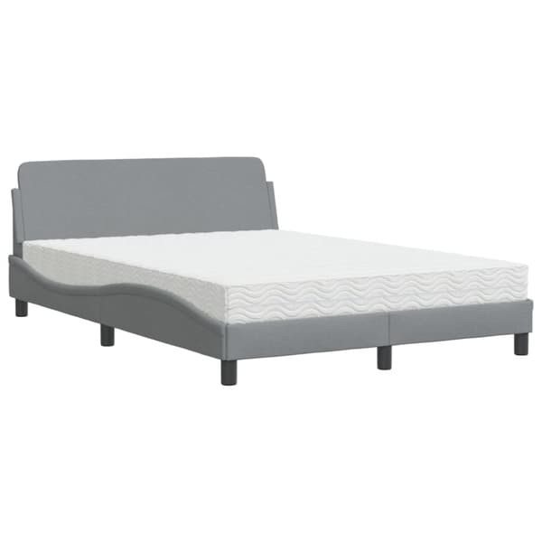 vidaXL Säng med madrass ljusgrå 140x200 cm tyg