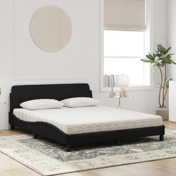 vidaXL seng med madras 160x200 cm velour sort