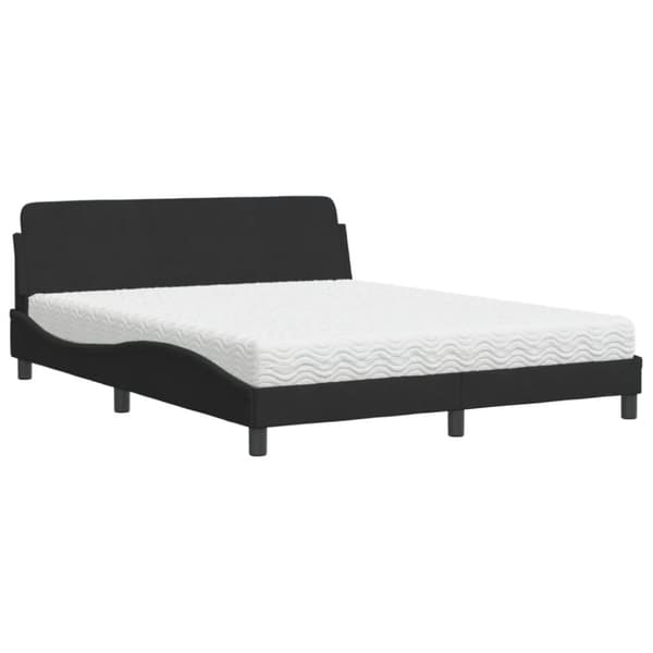 vidaXL seng med madras 160x200 cm velour sort
