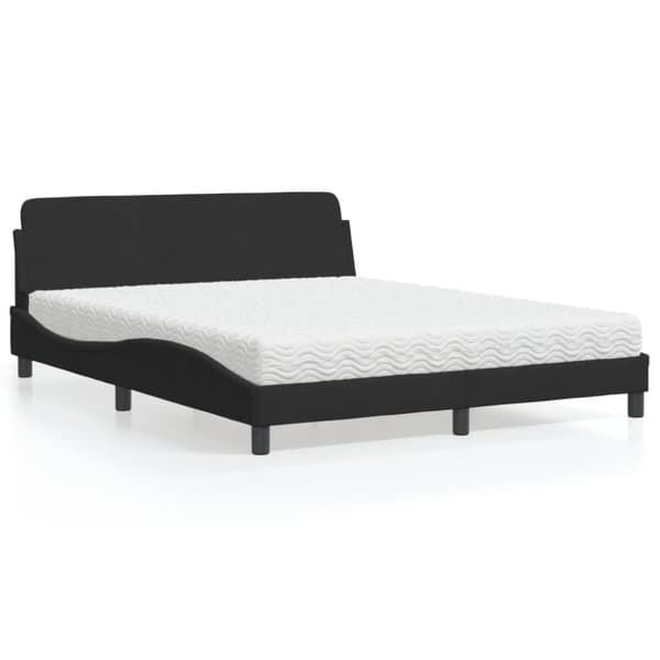 vidaXL seng med madras 160x200 cm velour sort