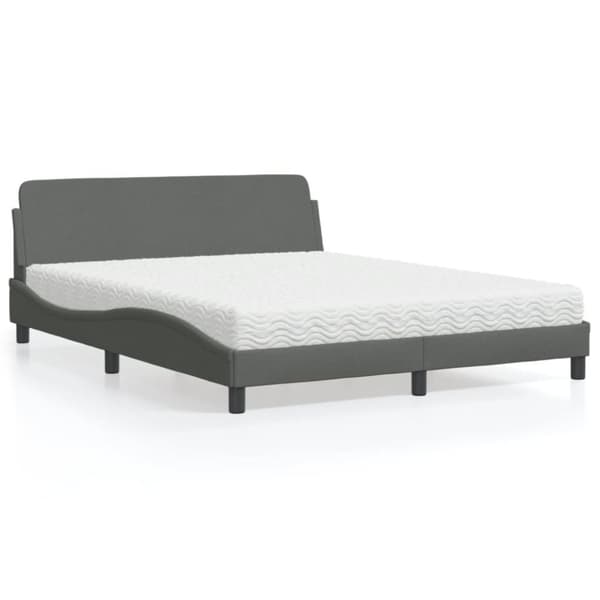 vidaXL Seng med madras 160x200 cm stof mørkegrå