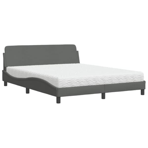 vidaXL Säng med madrass mörkgrå 160x200 cm tyg