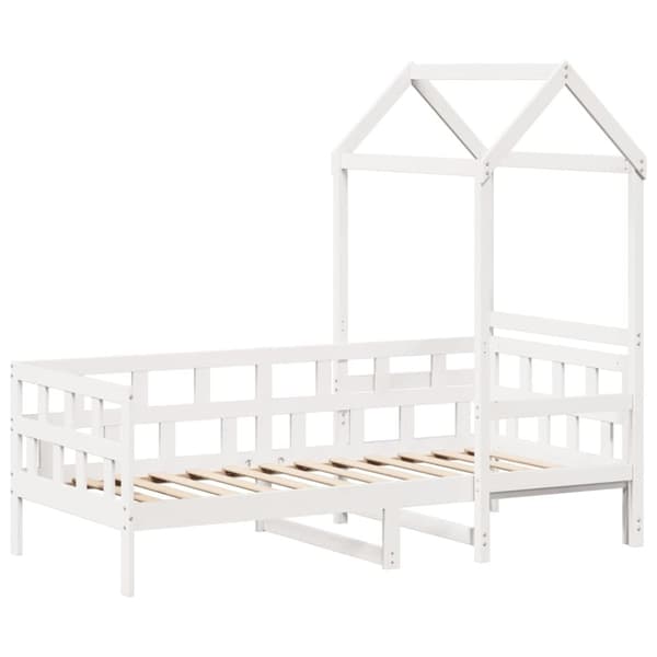vidaXL Dagbädd med tak vit 90x190 cm massiv furu