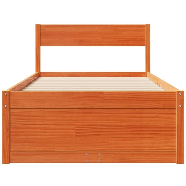 vidaXL sengeramme uden madras 100x200 cm massivt fyrretræ gyldenbrun