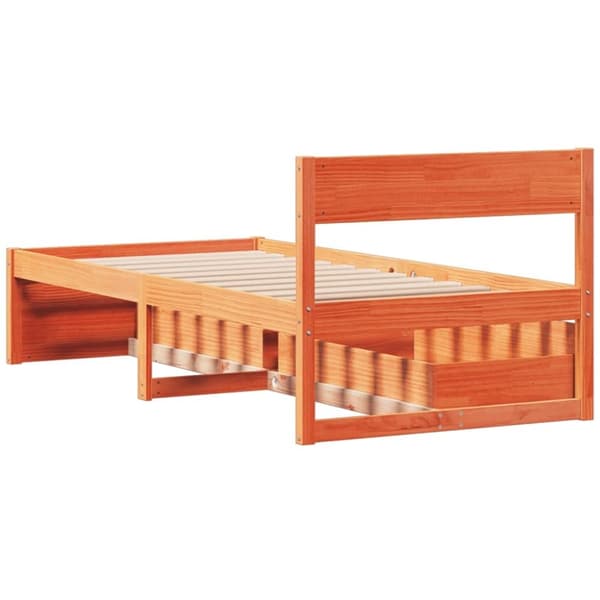 vidaXL sengeramme uden madras 100x200 cm massivt fyrretræ gyldenbrun