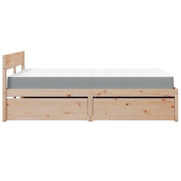 vidaXL seng med skuffer og madras 140x190 cm massivt fyrretræ