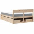 Miniatyrbilde 5 av 11: vidaXL Seng med skuffer og madrass 140x190 cm heltre furu