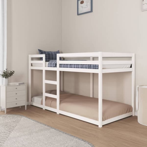 vidaXL Våningssäng vit 90x200 cm massiv furu