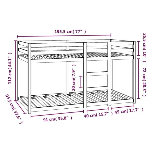 vidaXL køjeseng 90x190 cm massivt fyrretræ