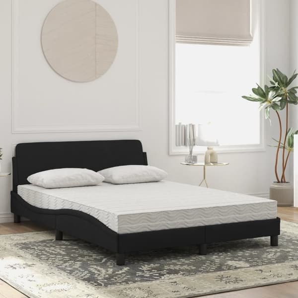 vidaXL seng med madras 140x200 cm velour sort