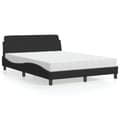 Miniatyrbillede 1 af 9: vidaXL seng med madras 140x200 cm velour sort