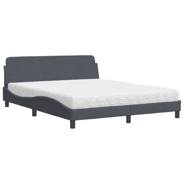 vidaXL seng med madras 160x200 cm velour mørkegrå