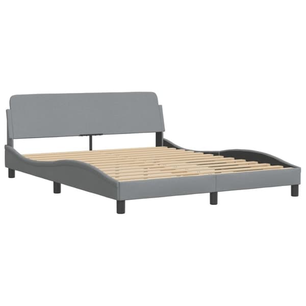 vidaXL Säng med madrass ljusgrå 160x200 cm tyg