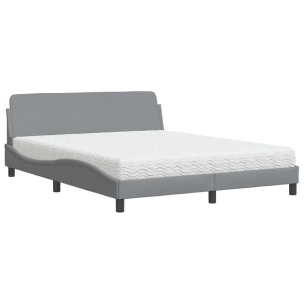 vidaXL Säng med madrass ljusgrå 160x200 cm tyg